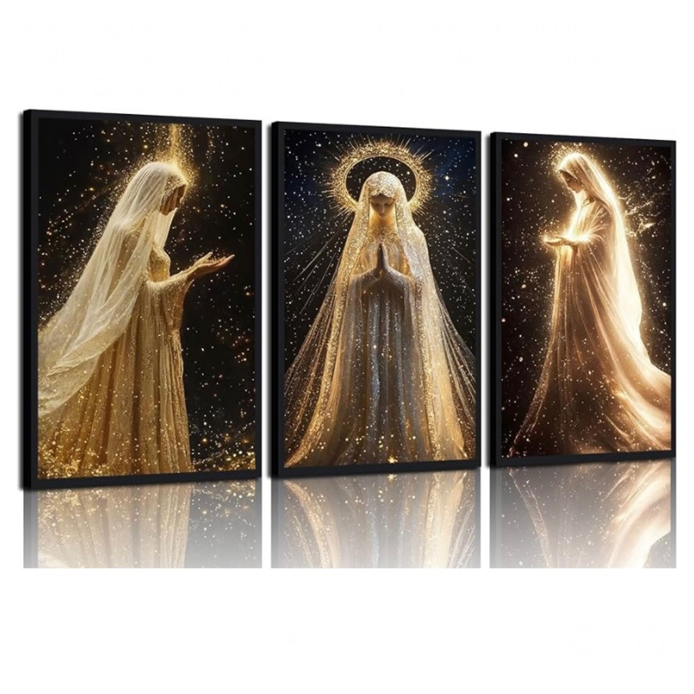 NEW 3 Piece “Our Lady” Virgin Mary Canvas Wall Art Pictures Religious Catholic